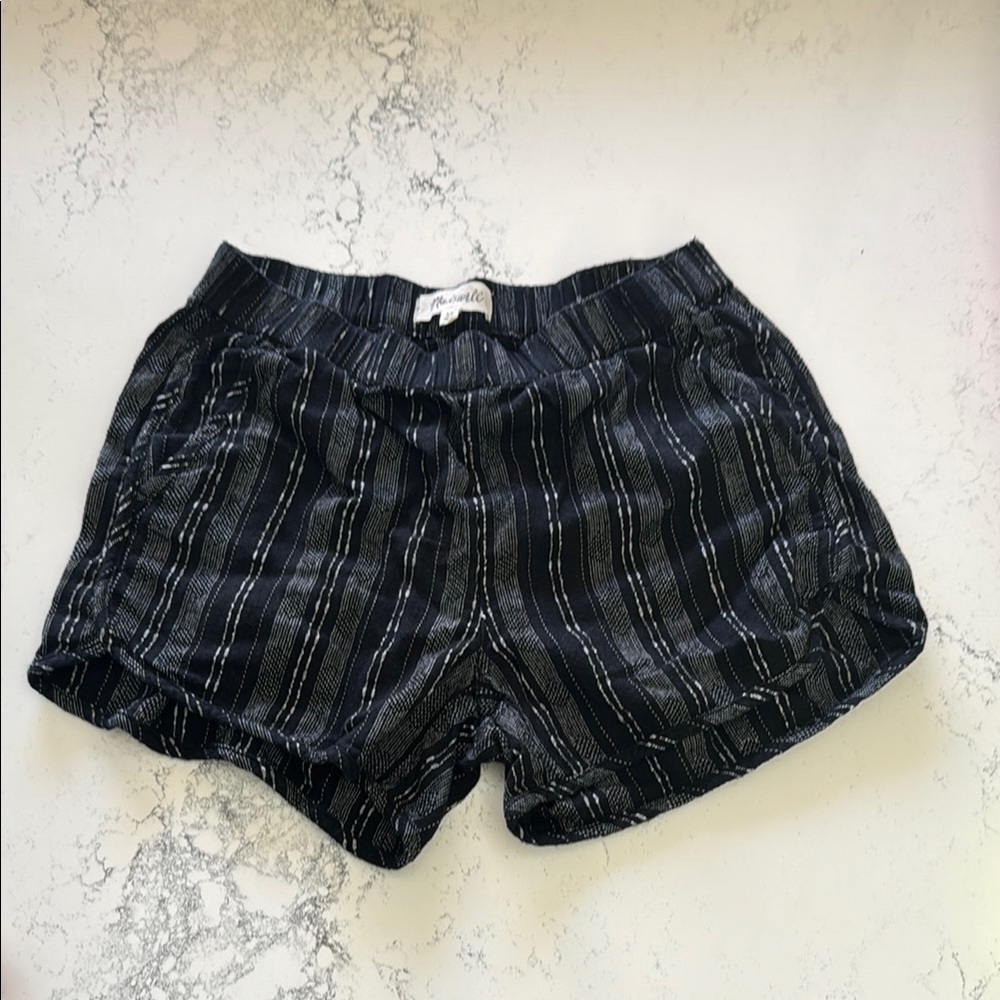 Black Striped Women Shorts